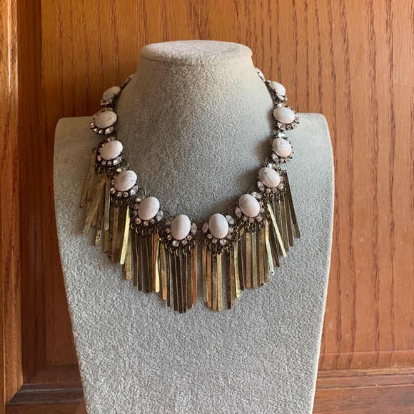 BaubleBar Fringe Crystal Antiqued Metal Statement Necklace - Nice - Picture 7 of 9